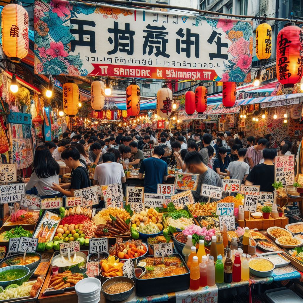 Mercado asiatico de verduras y hortalizas